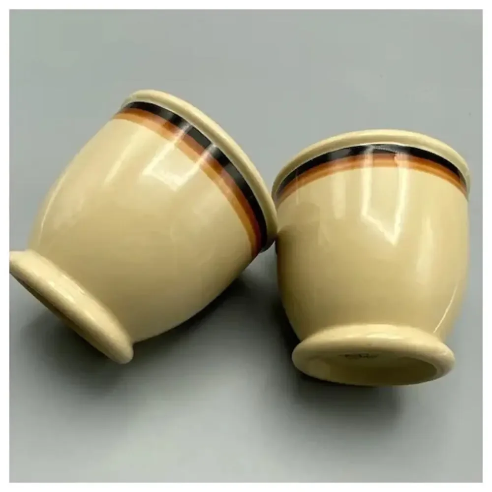 Vintage‎ Shenango Inca Ware Egg Custard Cups Set of 2 Three Bands